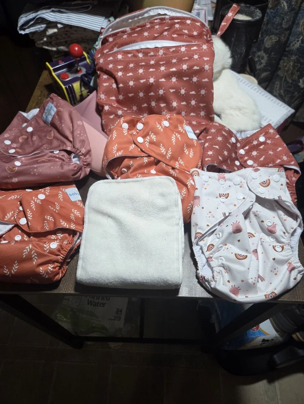 Reusable Cloth Diaper Covers - Terracotta Pink & Cream Print Set